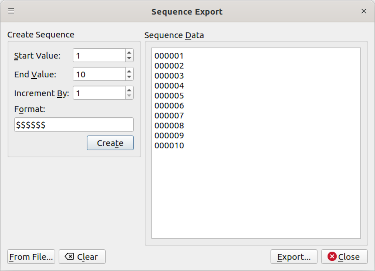 Creating a sequence of barcode symbols